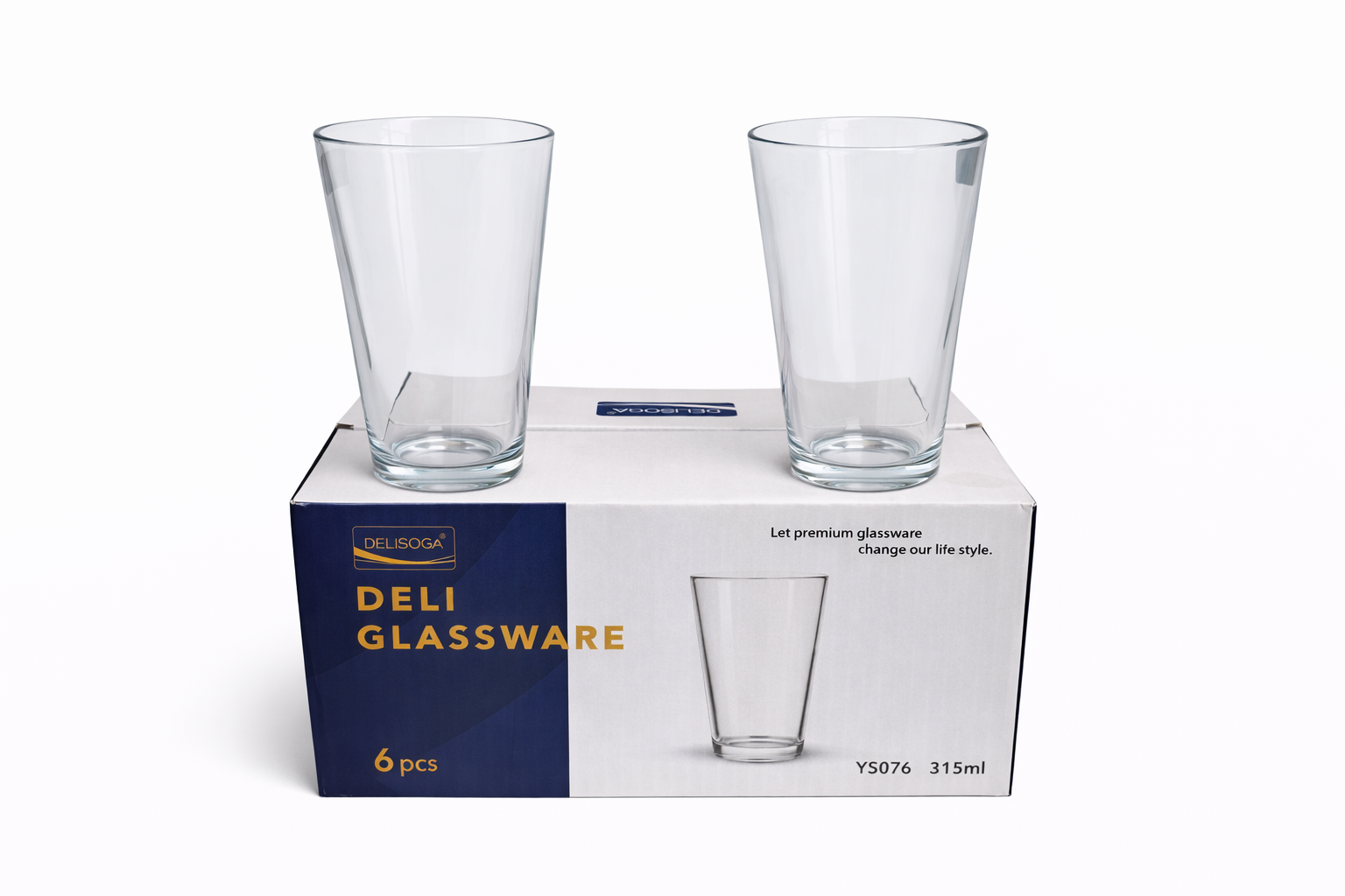 Delisoga Glass Tumbler Cup Set 6pcs