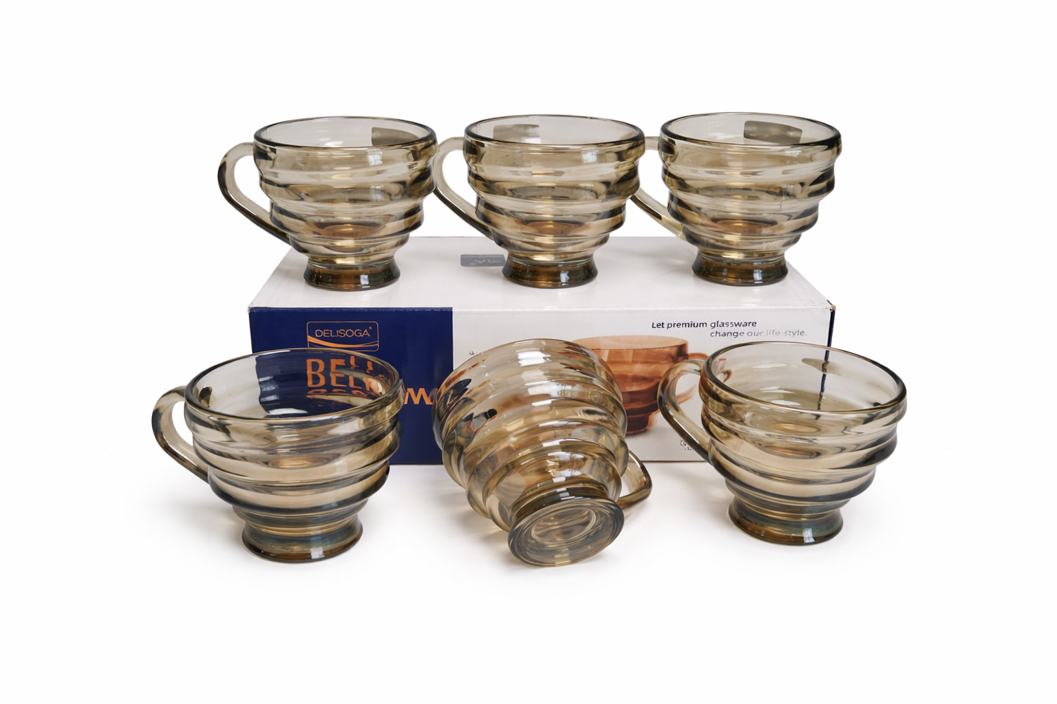 Delisoga Mug Glass Set 6pcs (BROWN)