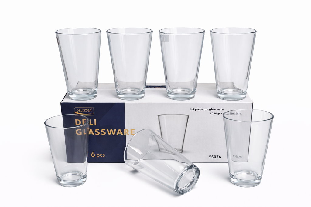 Delisoga Glass Tumbler Cup Set 6pcs