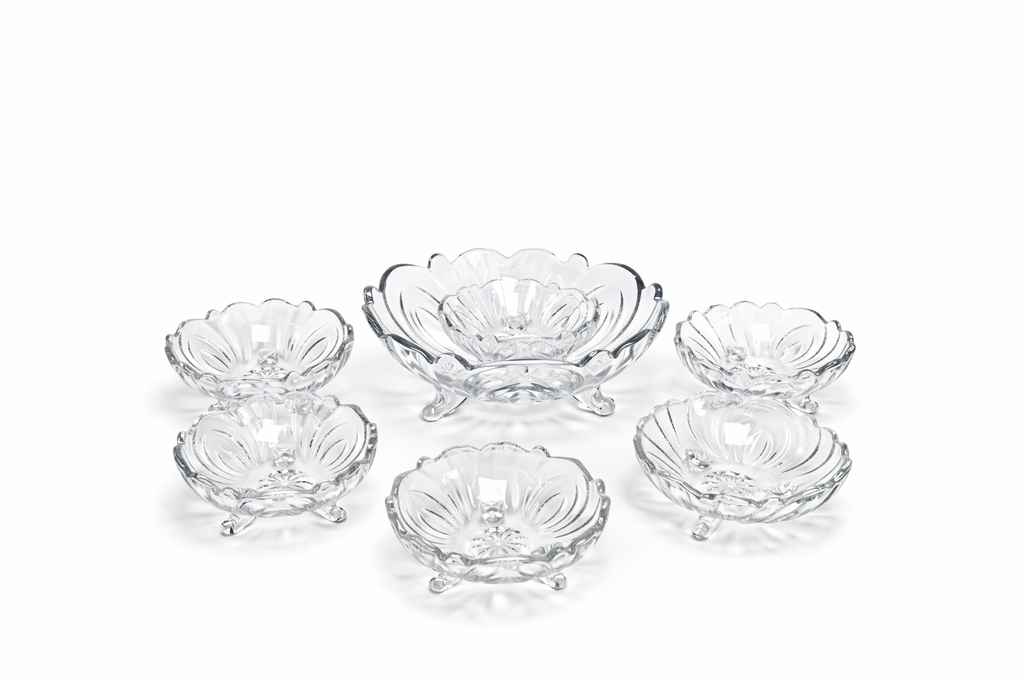 DELISOGA Textured Glass Fruit Bowl Set 7pcs (CLEAR)