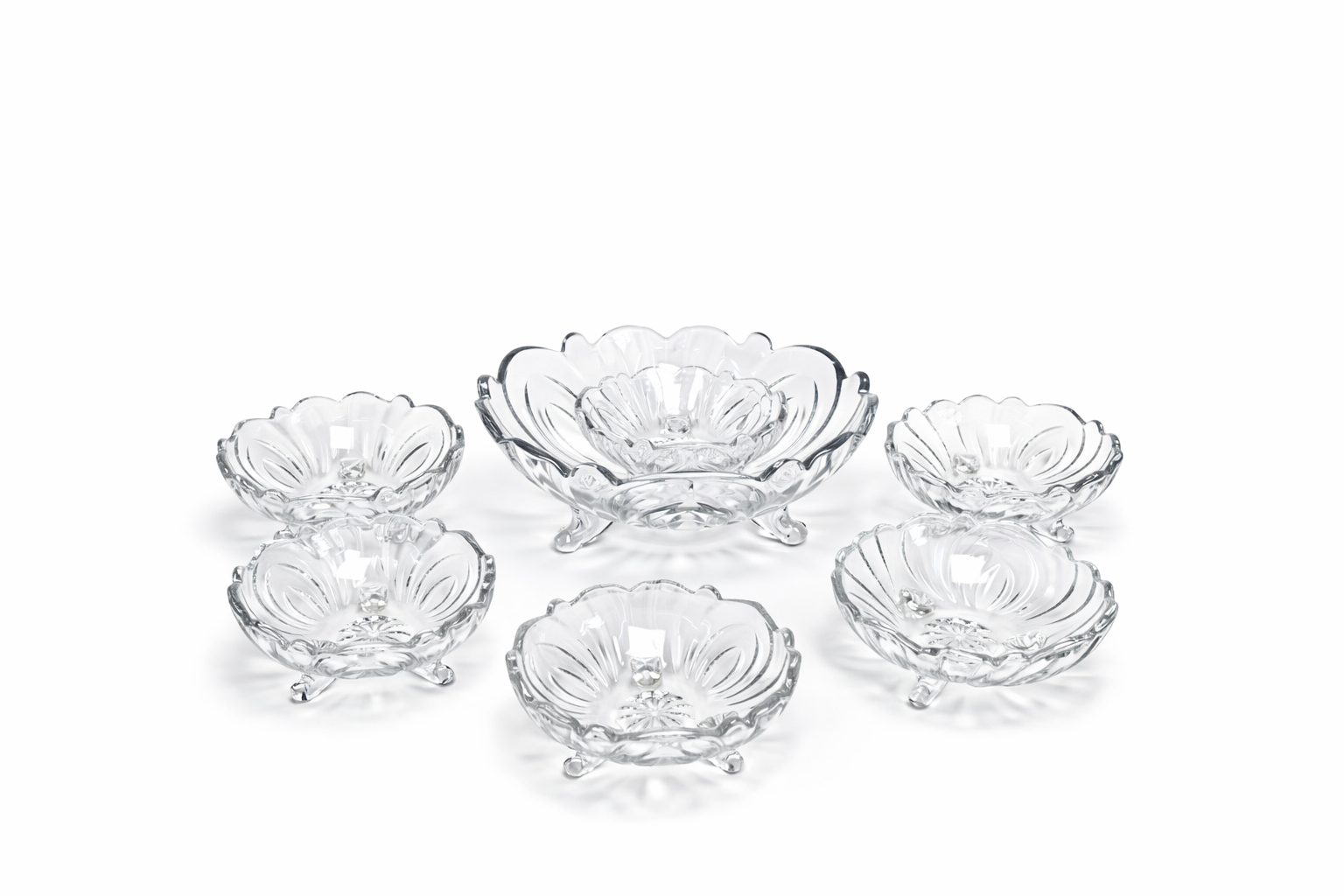 DELISOGA Textured Glass Fruit Bowl Set 7pcs (CLEAR)