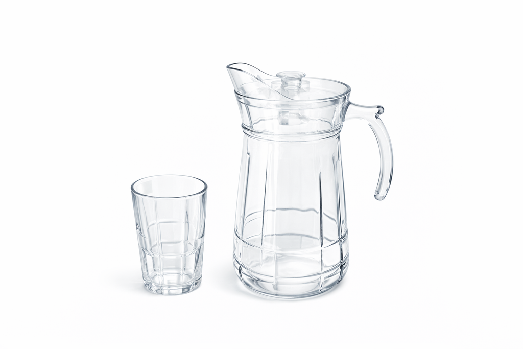 Deli Glassware - Water Jug Set with 6 Glasses 1 Jug