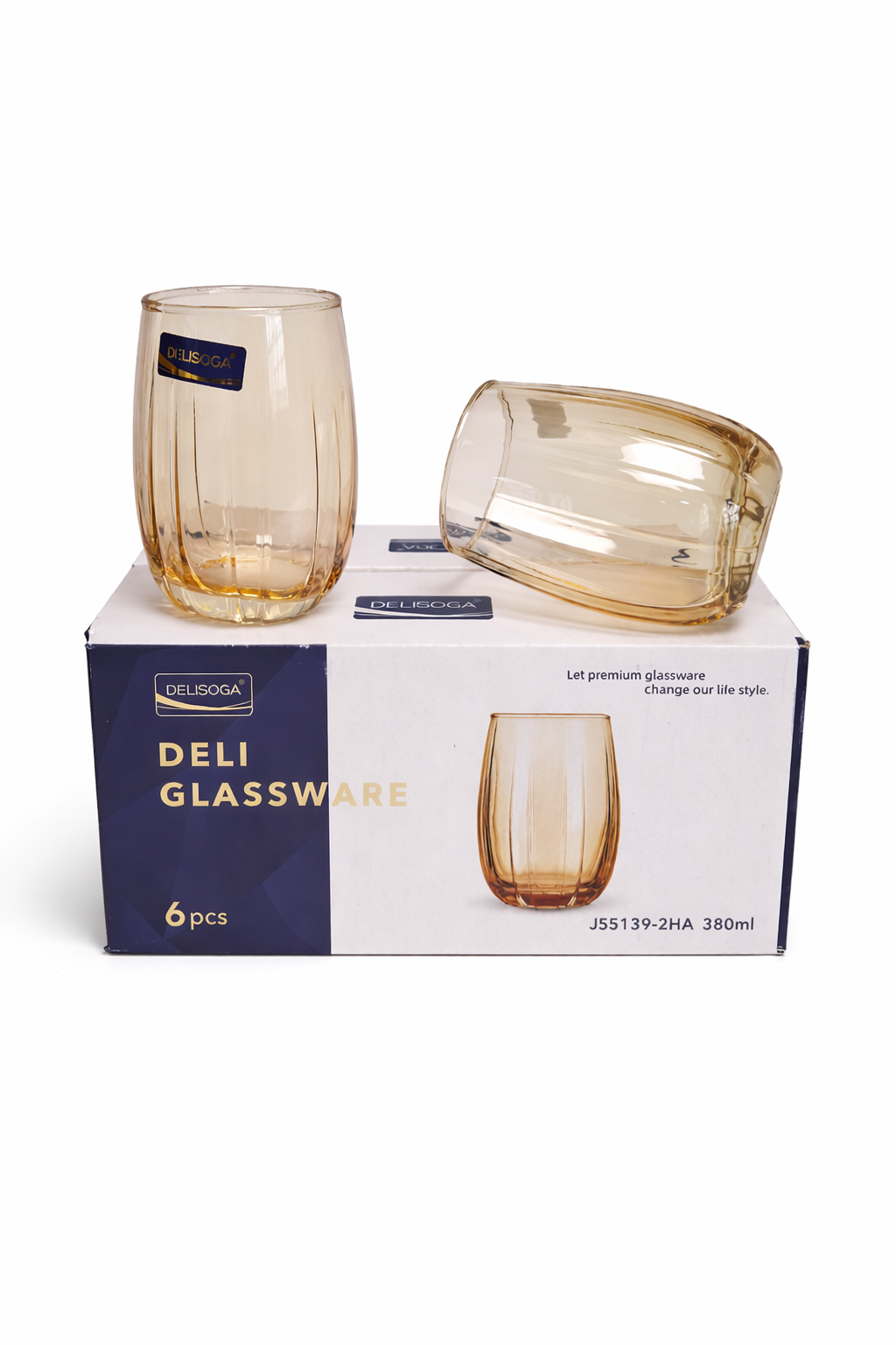 Delisoga Glass Tumbler Cup Set 6pcs (GOLDEN)