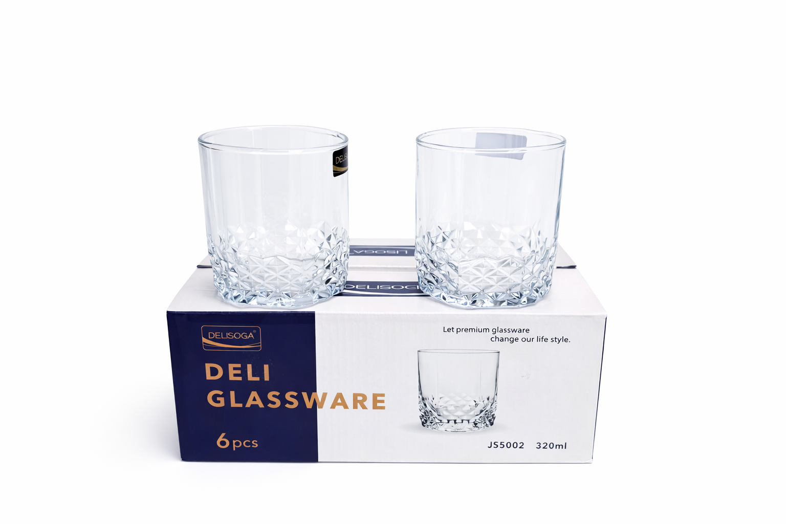 Delisoga Glass Tumbler Cup Set 6pcs