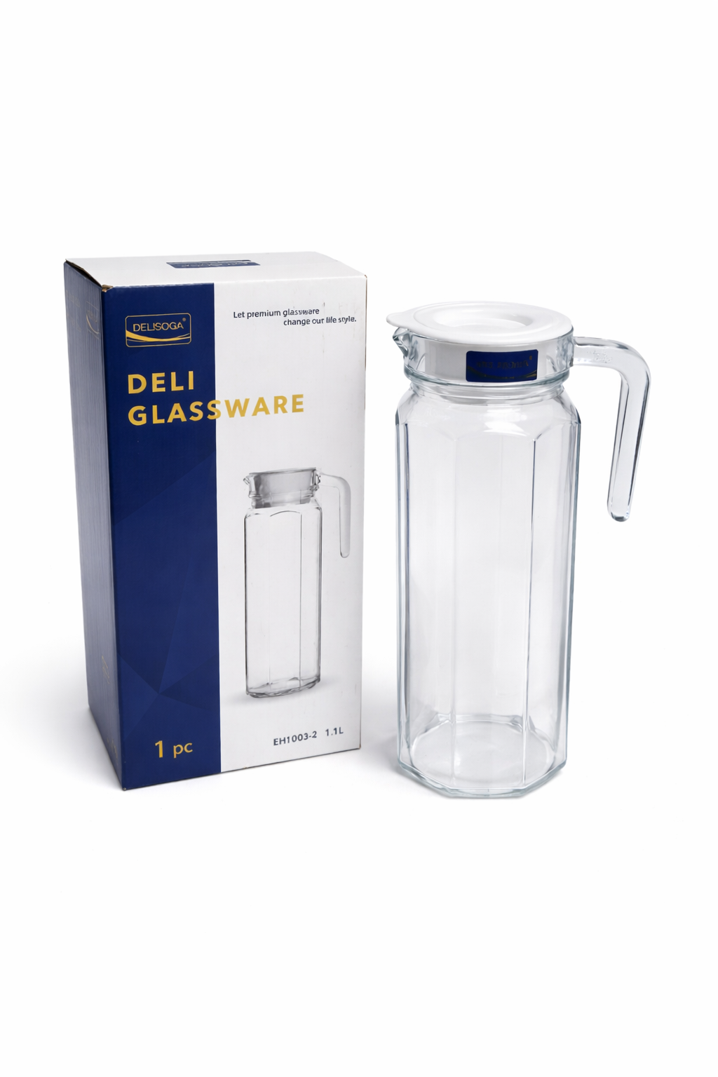 DELISOGA Glassware Crystal Glass Pitchers Jug 1.1L (pack of 1)