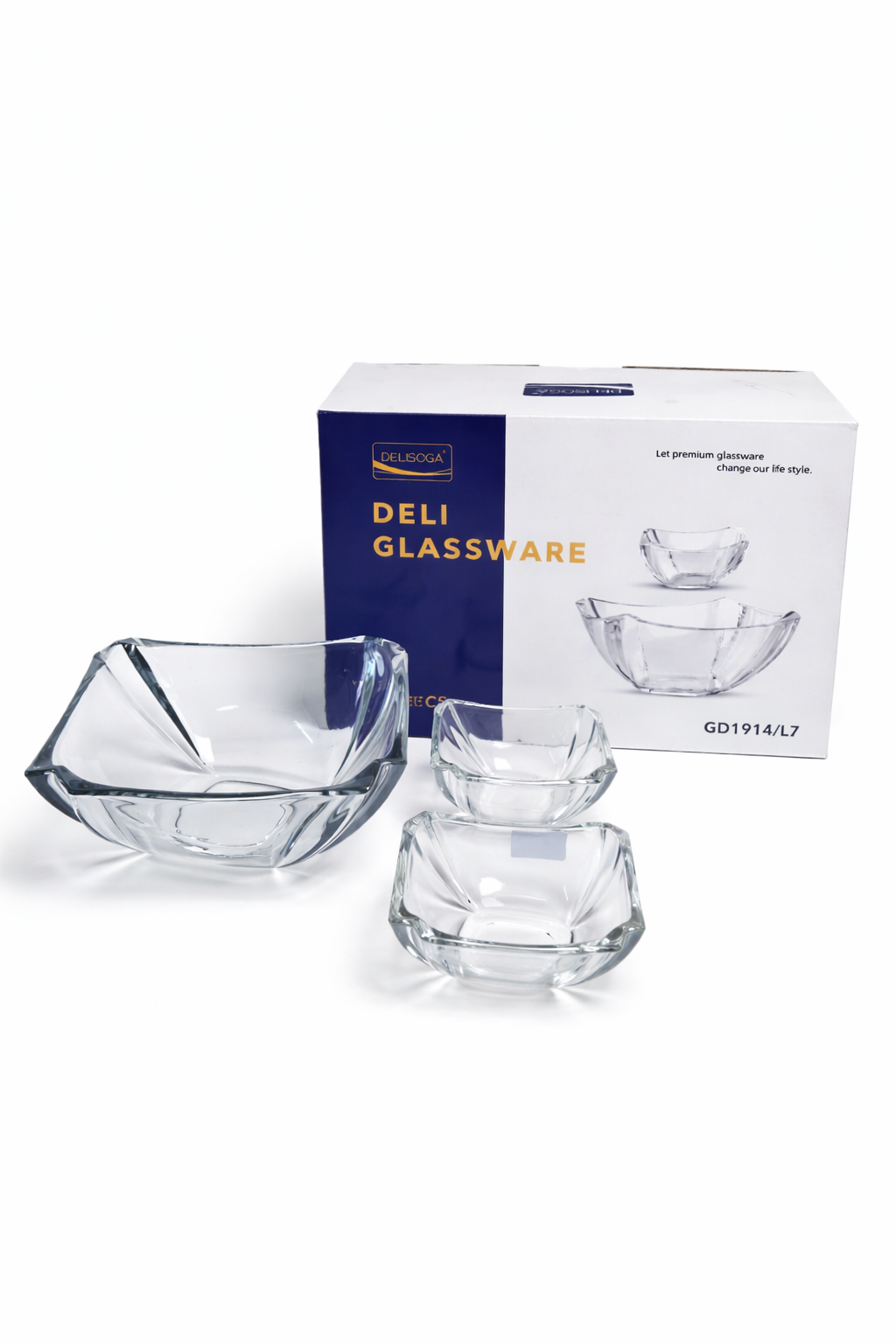 DELISOGA Crystal Glass Fruit Bowl Set 7pcs