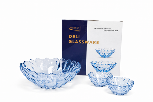 Blue crystal Bowl set 7pc