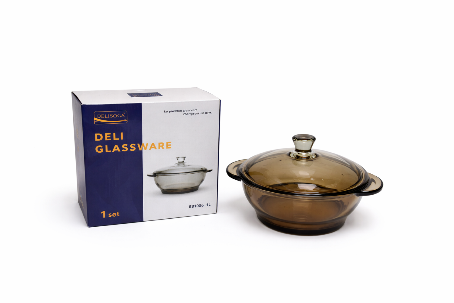 Delisoga Casserole/Donga smoked Glass Lid Transparent 1 Liter Capacity Premium Quality