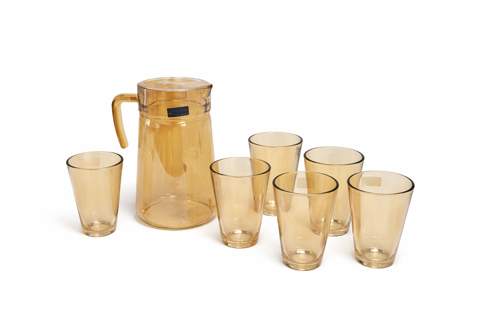 Delisoga Glassware Water Set, 7pc 1x jug 6x glasses (GOLDEN)