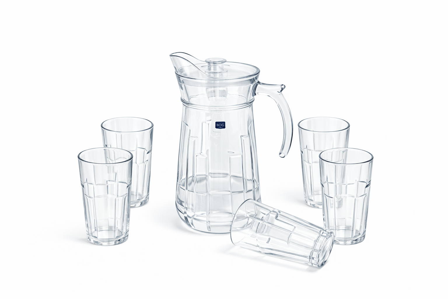 Deli Glassware - Water Jug Set with 6 Glasses 1 Jug