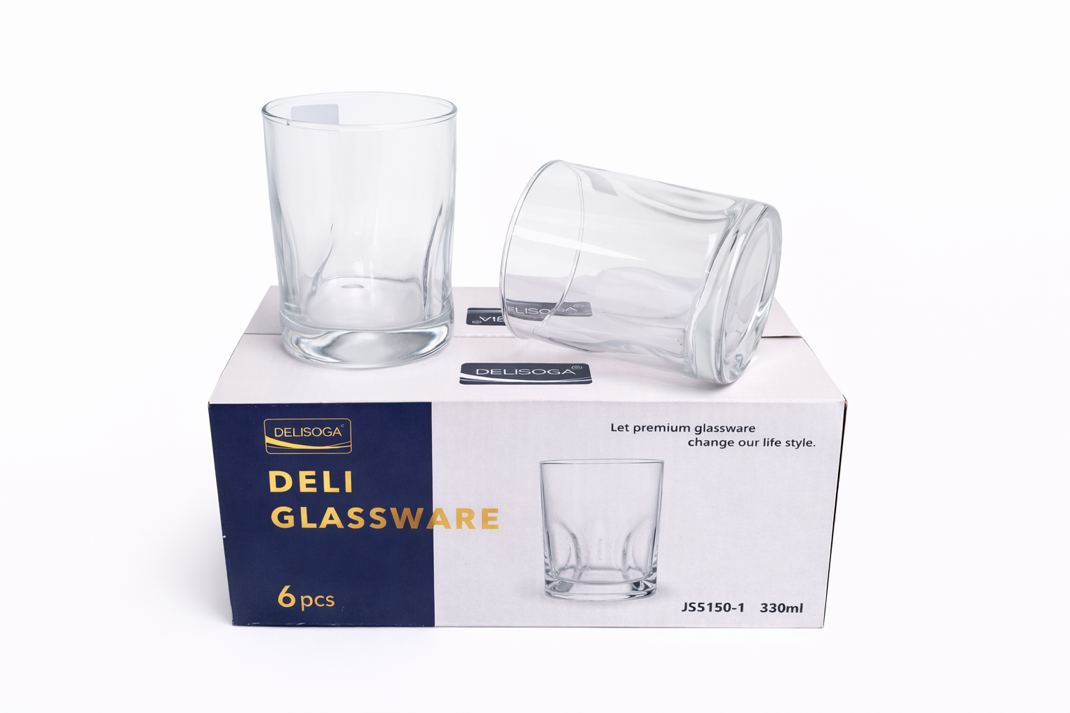 Delisoga Glass Tumbler Cup Set 6pcs