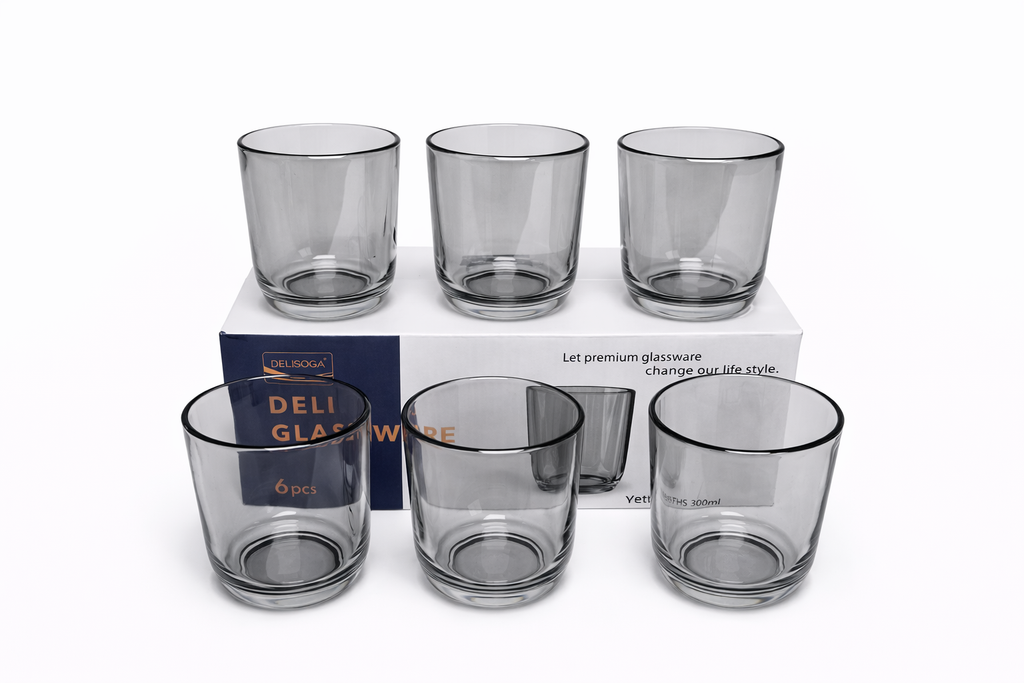 Delisoga Glass Tumbler Cup Set 6pcs (GREY)