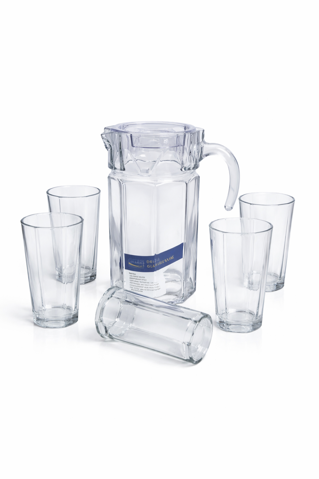 Deli Glassware - Water Jug Set with 6 Glasses 1 Jug