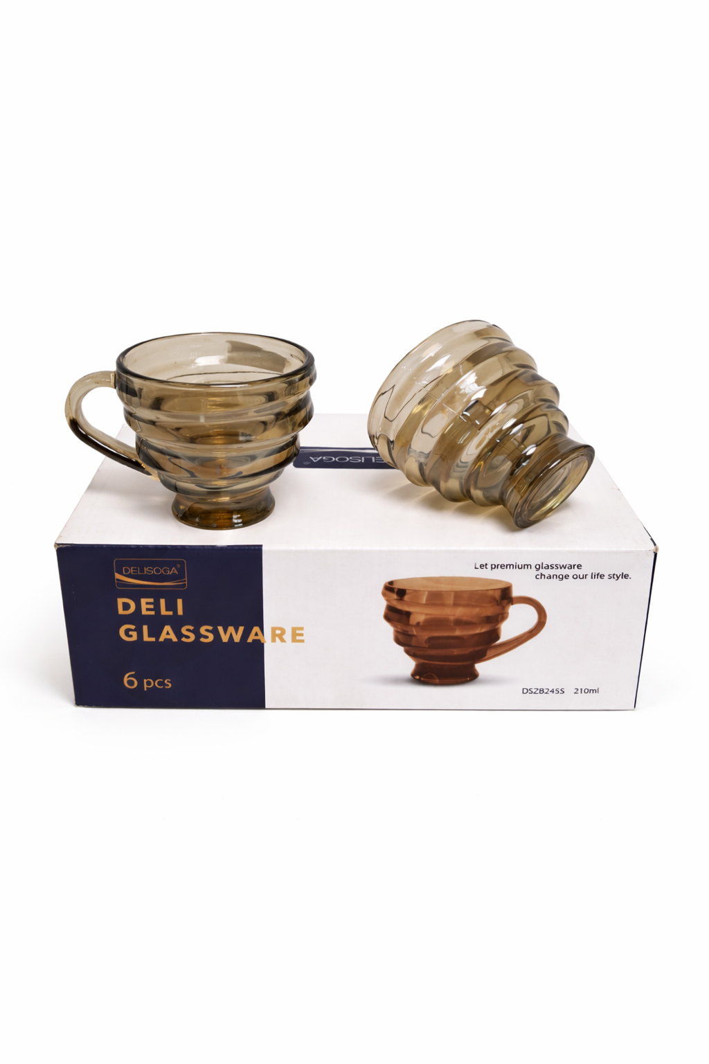 Delisoga Mug Glass Set 6pcs (BROWN)