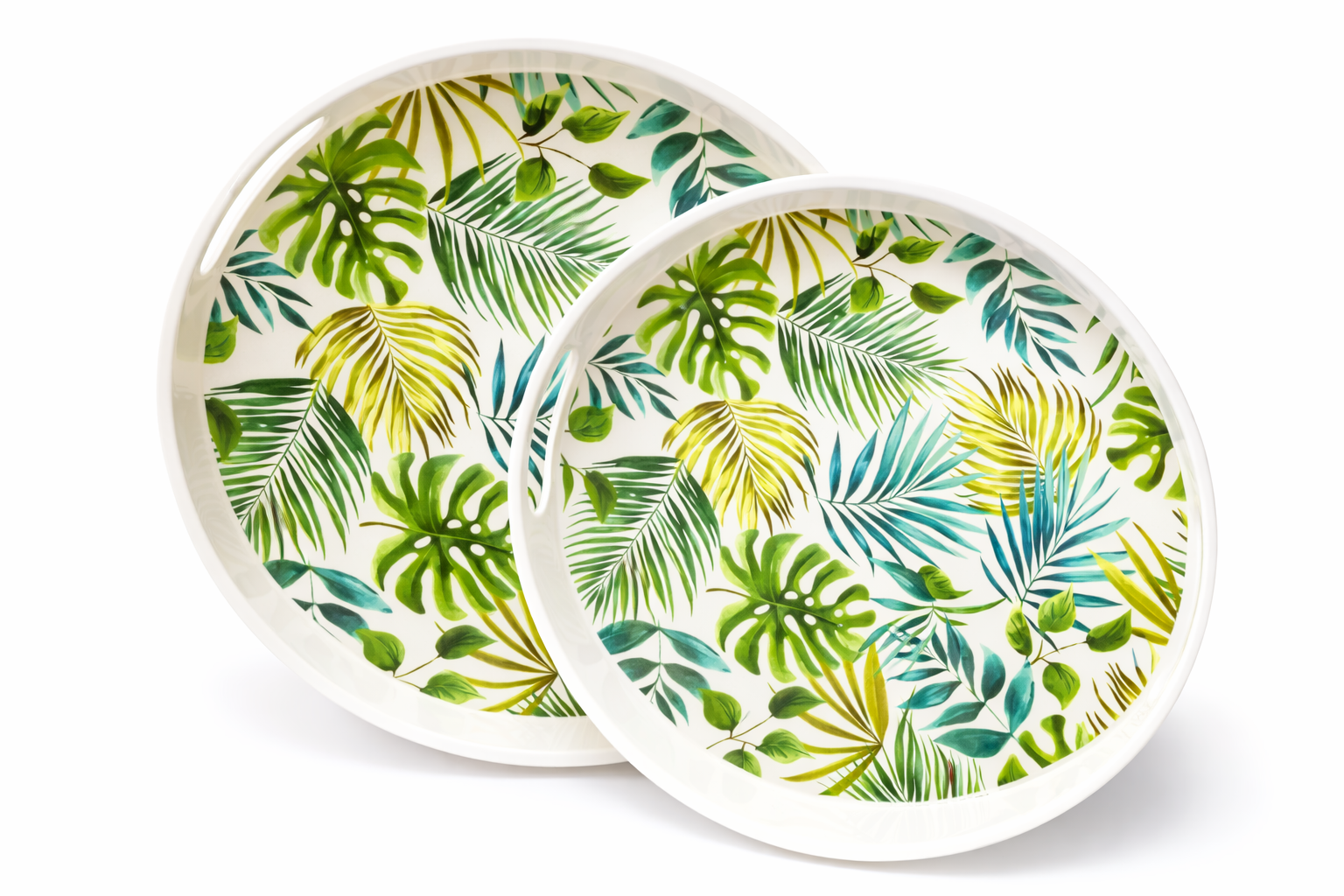 Mineplas Round Printed Serving Tray – Tropical Leaf Design