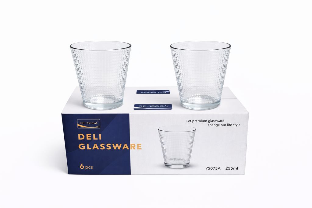 Delisoga Glass Tumbler Cup Set 6pcs