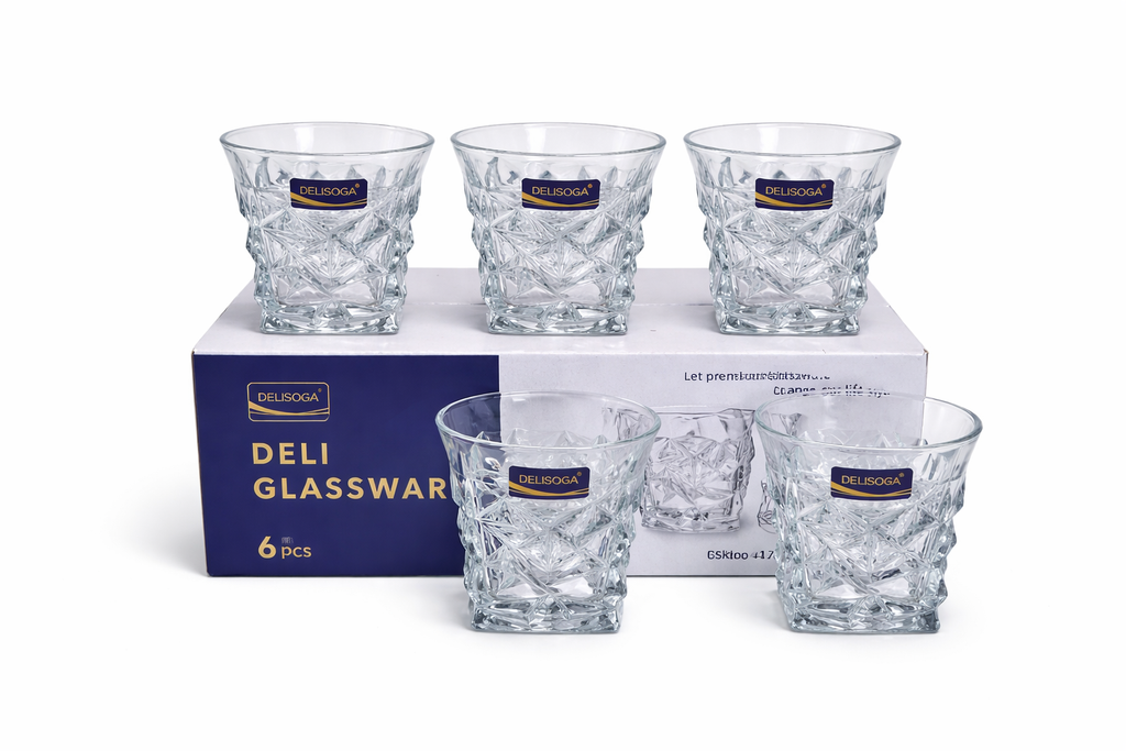 Delisoga Glass Tumbler Cup Set 6pcs