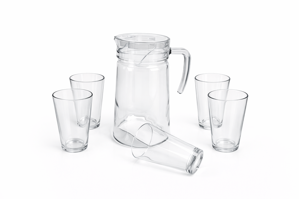 Deli Glassware - Water Jug Set with 6 Glasses 1 Jug