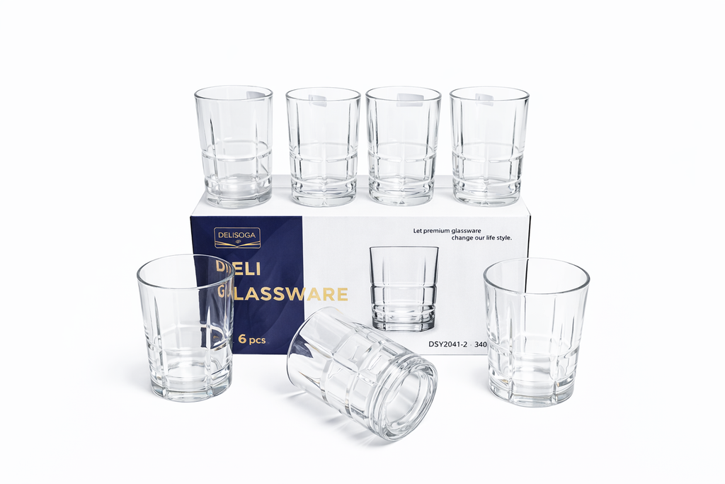 Delisoga Glass Tumbler Cup Set 6pcs
