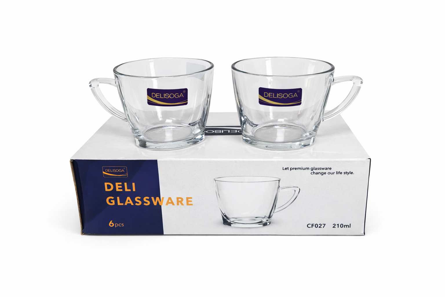 Delisoga Glass Tea Cups Set 6pcs