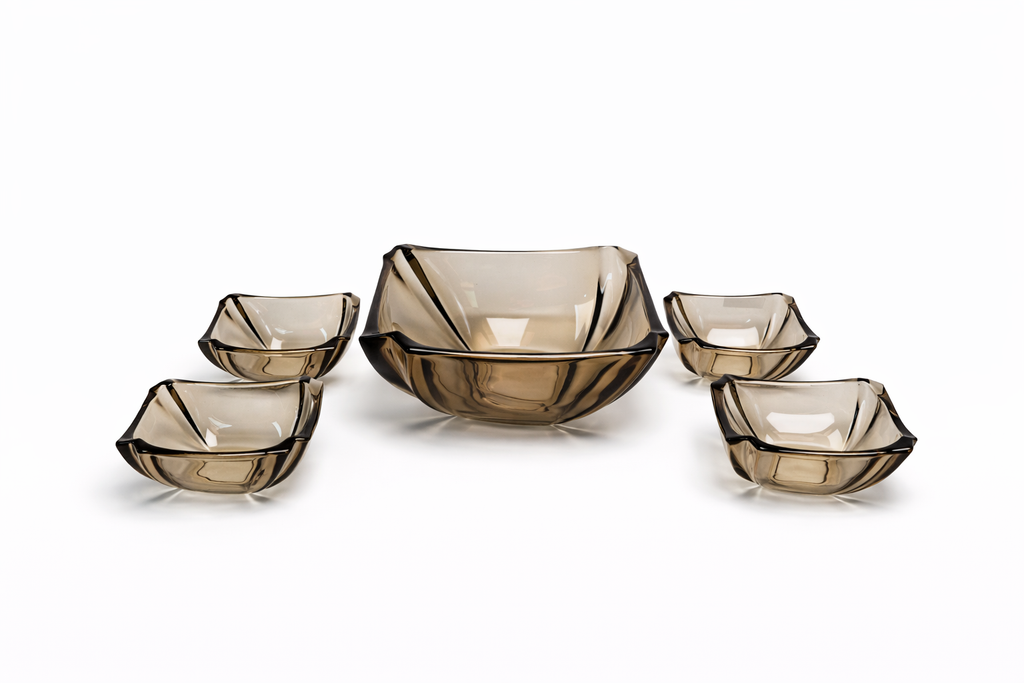 DELISOGA Brown Glass Fruit Bowl Set 7pcs