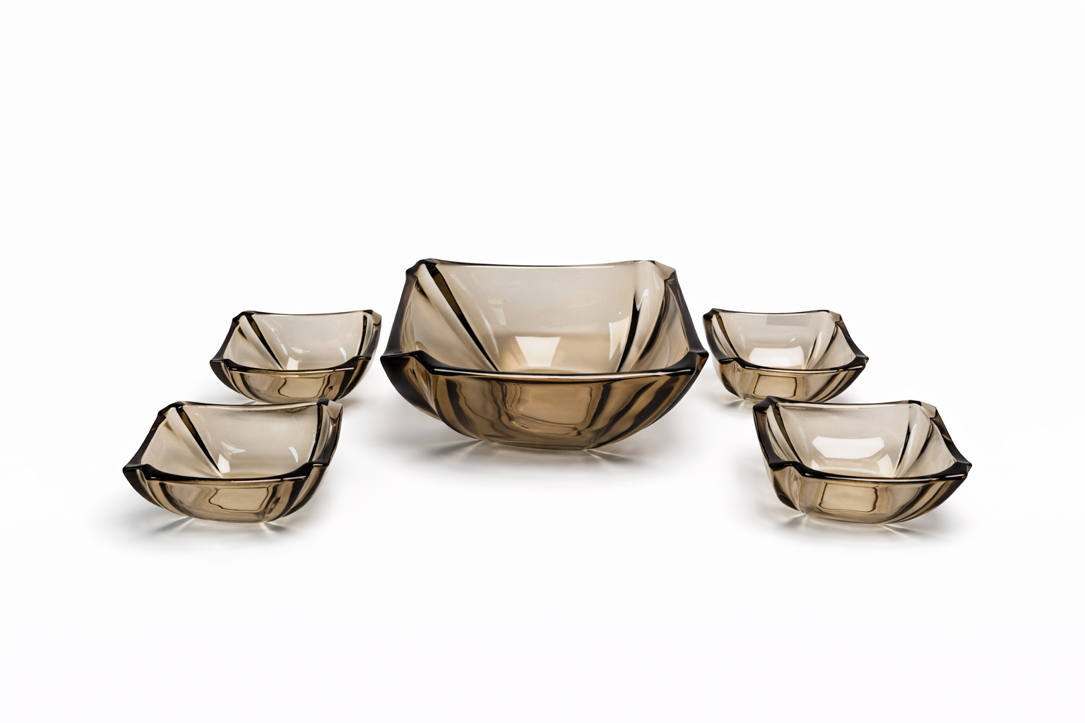 DELISOGA Brown Glass Fruit Bowl Set 7pcs