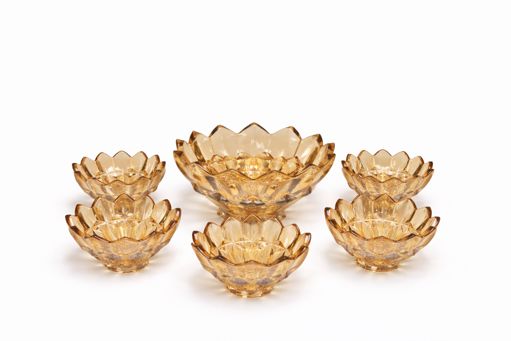 DELISOGA Textured Glass Fruit Bowl Set 7pcs (GOLDEN)