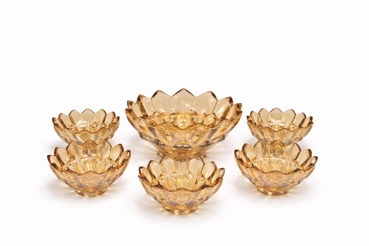 DELISOGA Textured Glass Fruit Bowl Set 7pcs (GOLDEN)