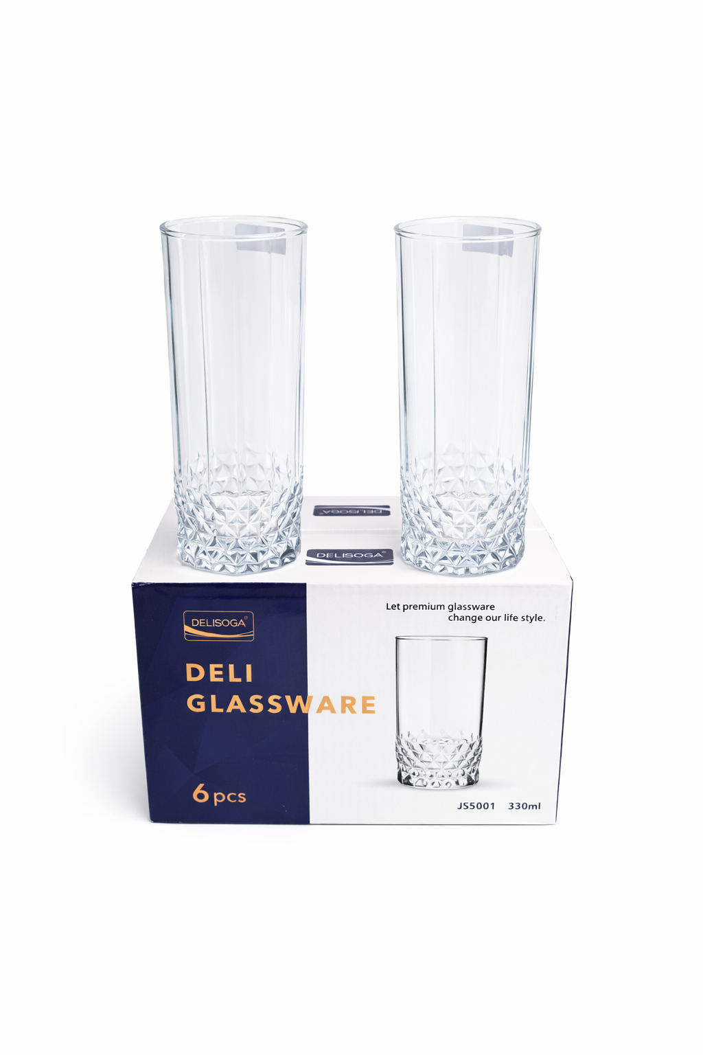 Delisoga Glass Tumbler Cup Set 6pcs