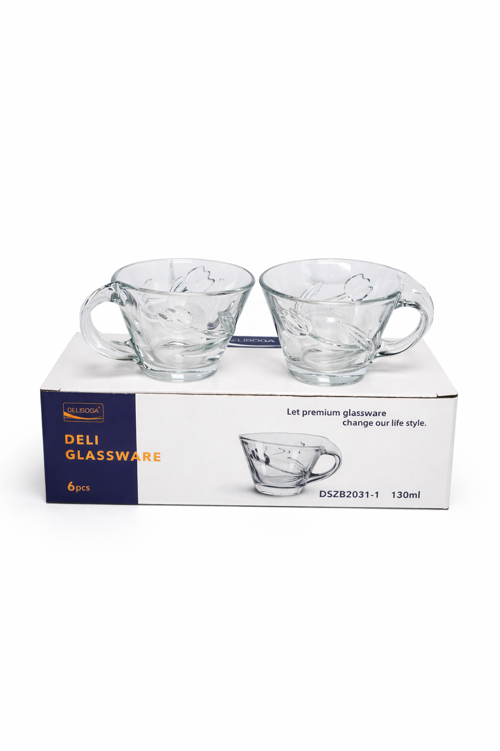 Elegant transparent glass teacup