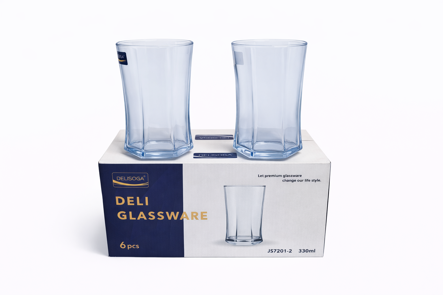 Delisoga Glass Tumbler Cup Set 6pcs