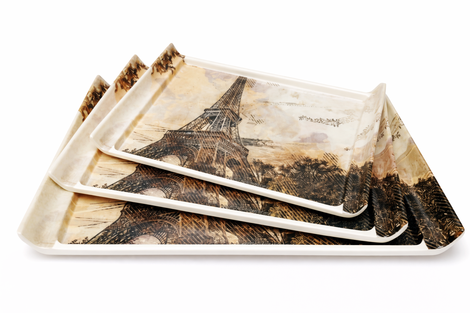 MinePlas Decorative Melamine Serving Tray – Eiffel Tower Design
