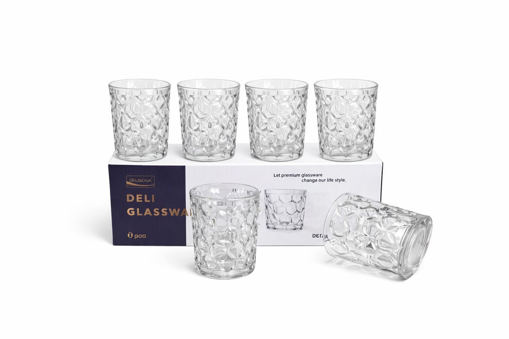 Delisoga Glass Tumbler Cup Set 6pcs
