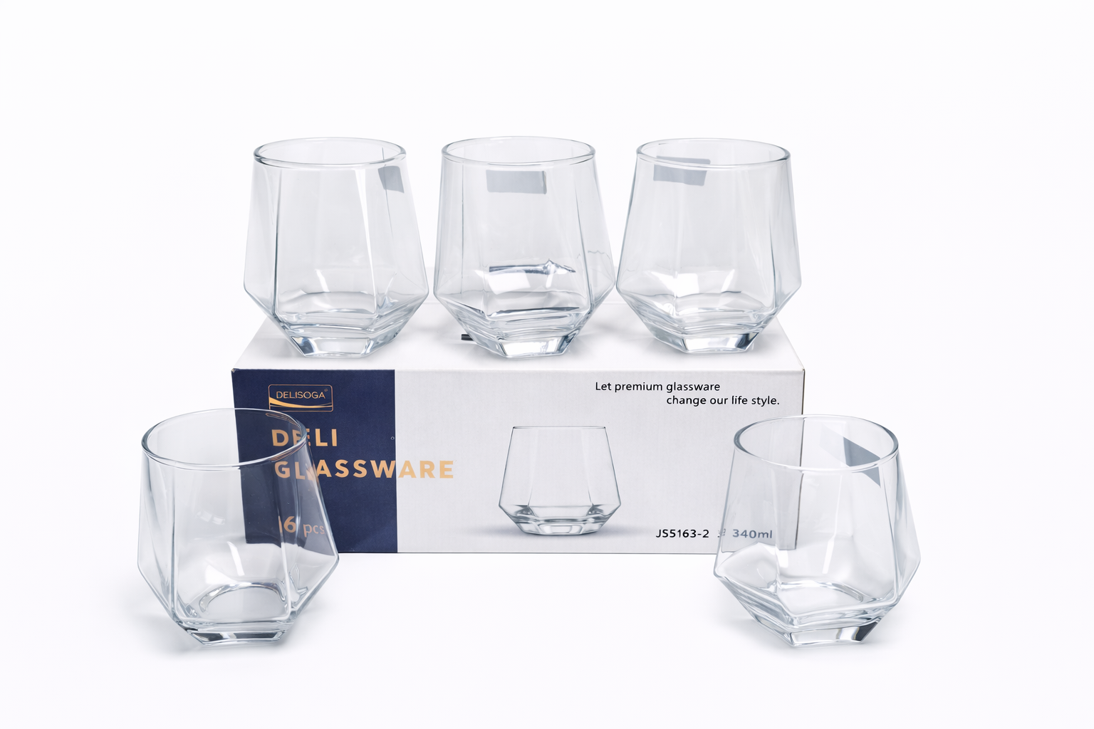 Delisoga Glass Tumbler Cup Set 6pcs