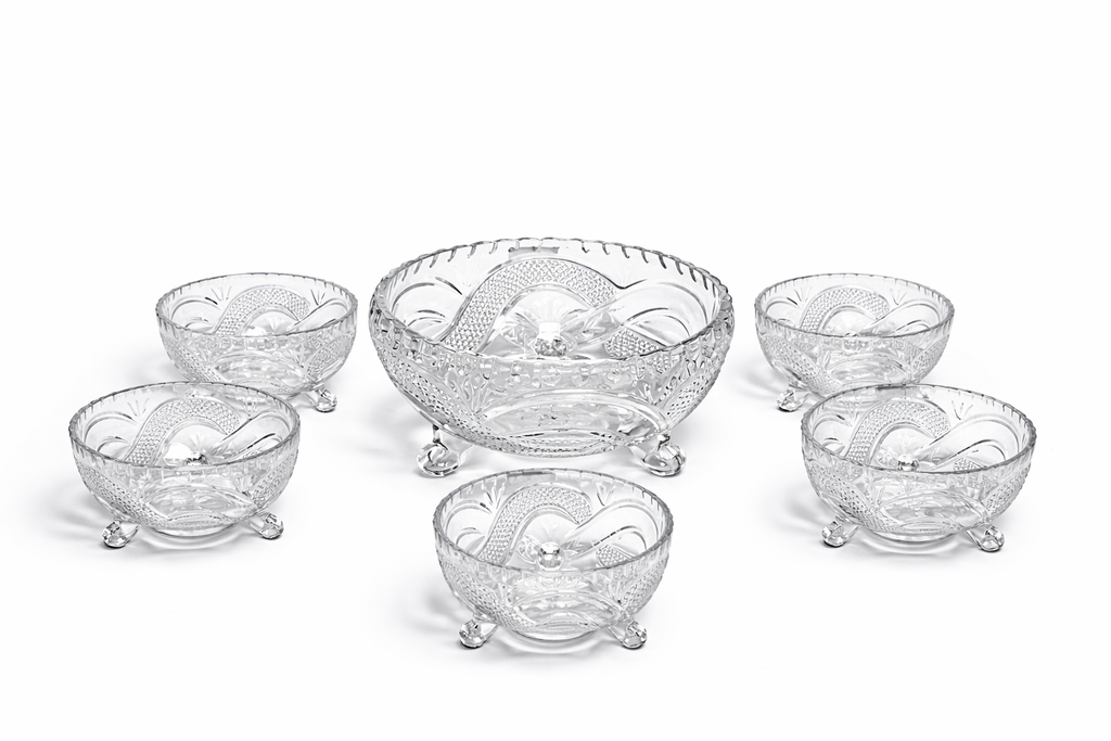 DELISOGA Textured Glass FRUIT Bowl Set 7pc