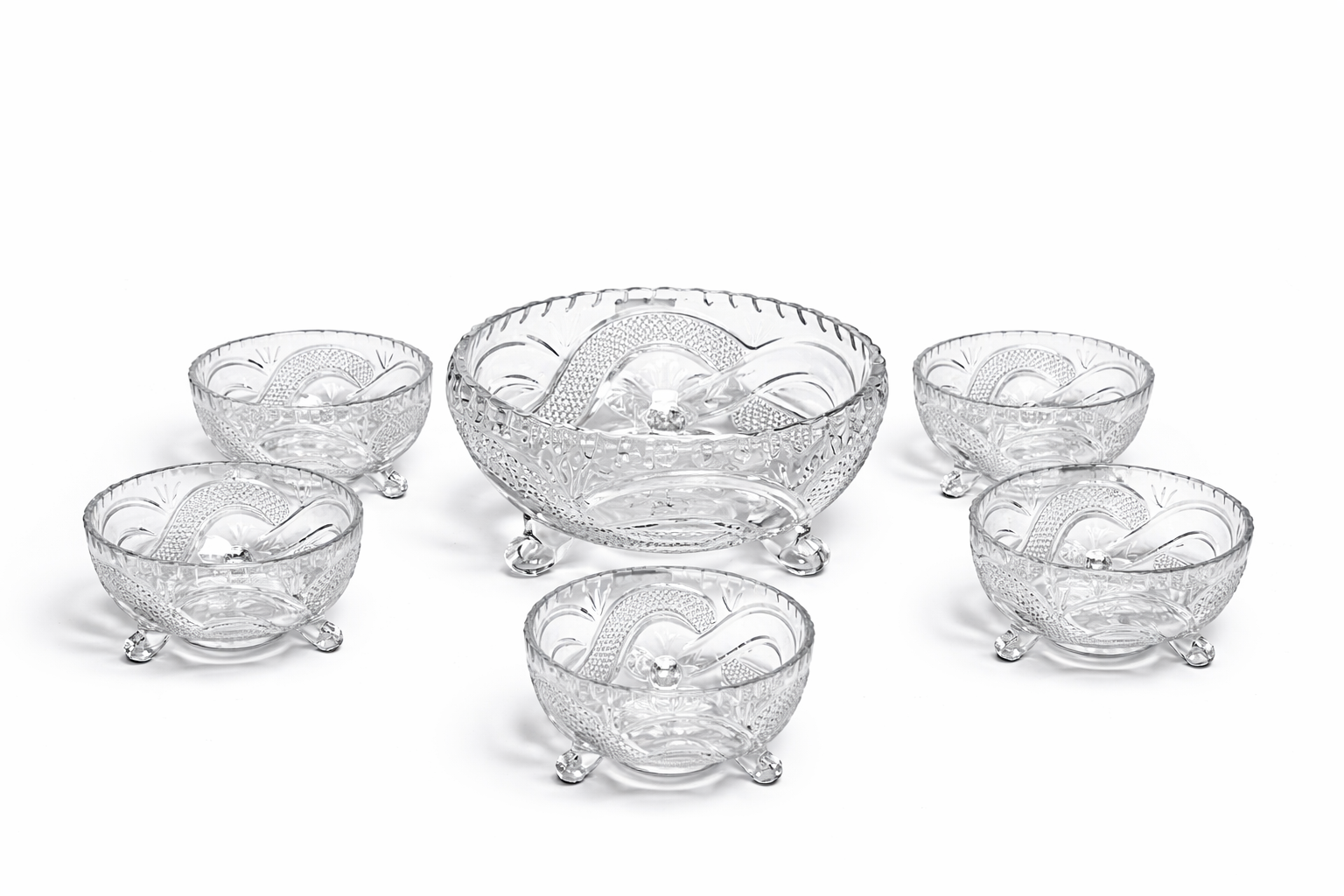 DELISOGA Textured Glass FRUIT Bowl Set 7pc