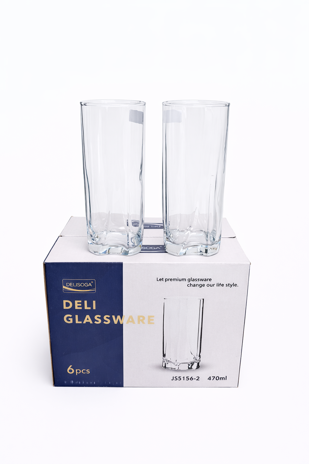 Delisoga Glass Tumbler Cup Set 6pcs