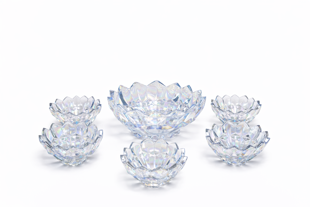 DELISOGA Textured Glass Fruit Bowl Set 7pcs (PEARL)