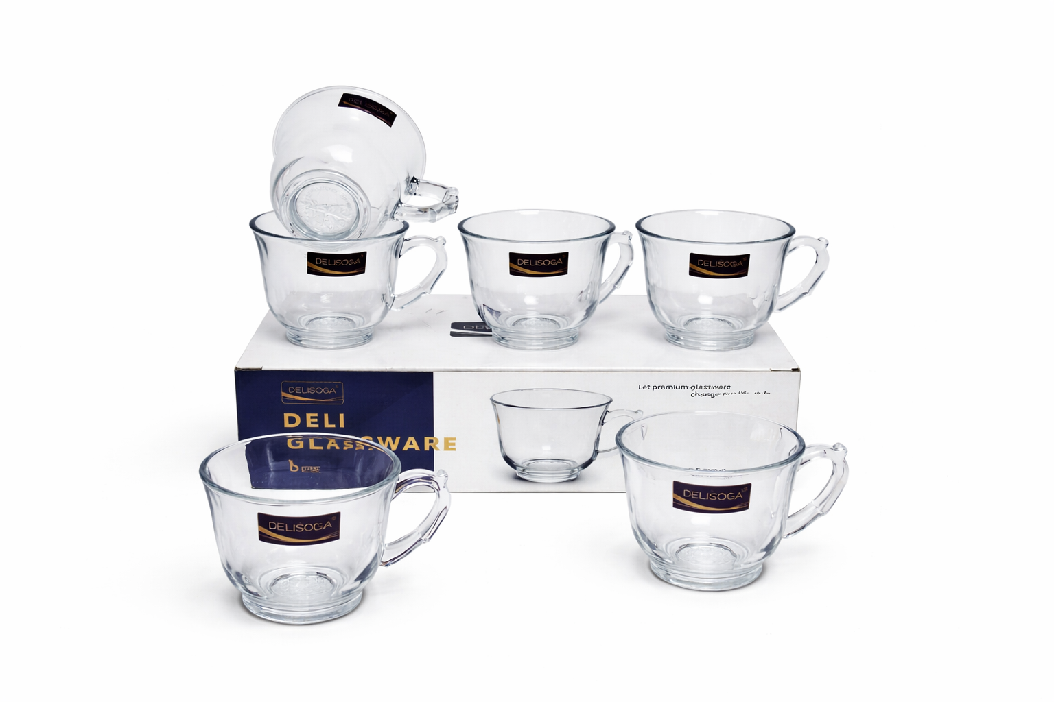 Delisoga Glass Tea Cups Set 6pcs