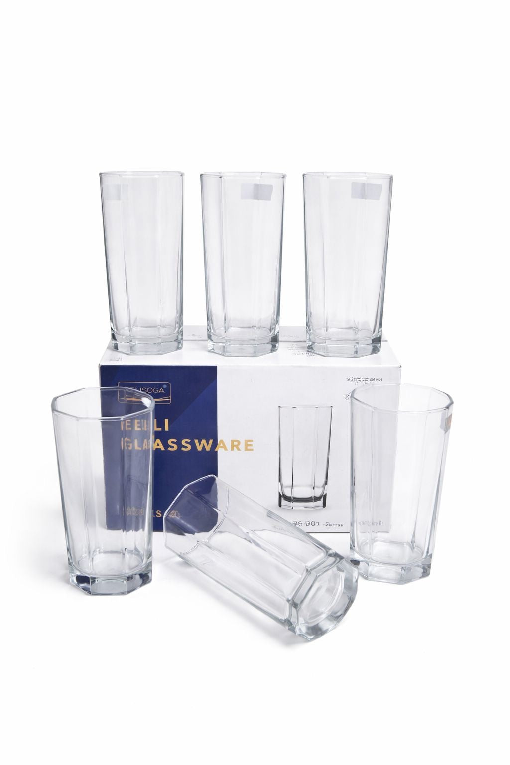 Delisoga Glass Tumbler Cup Set 6pcs