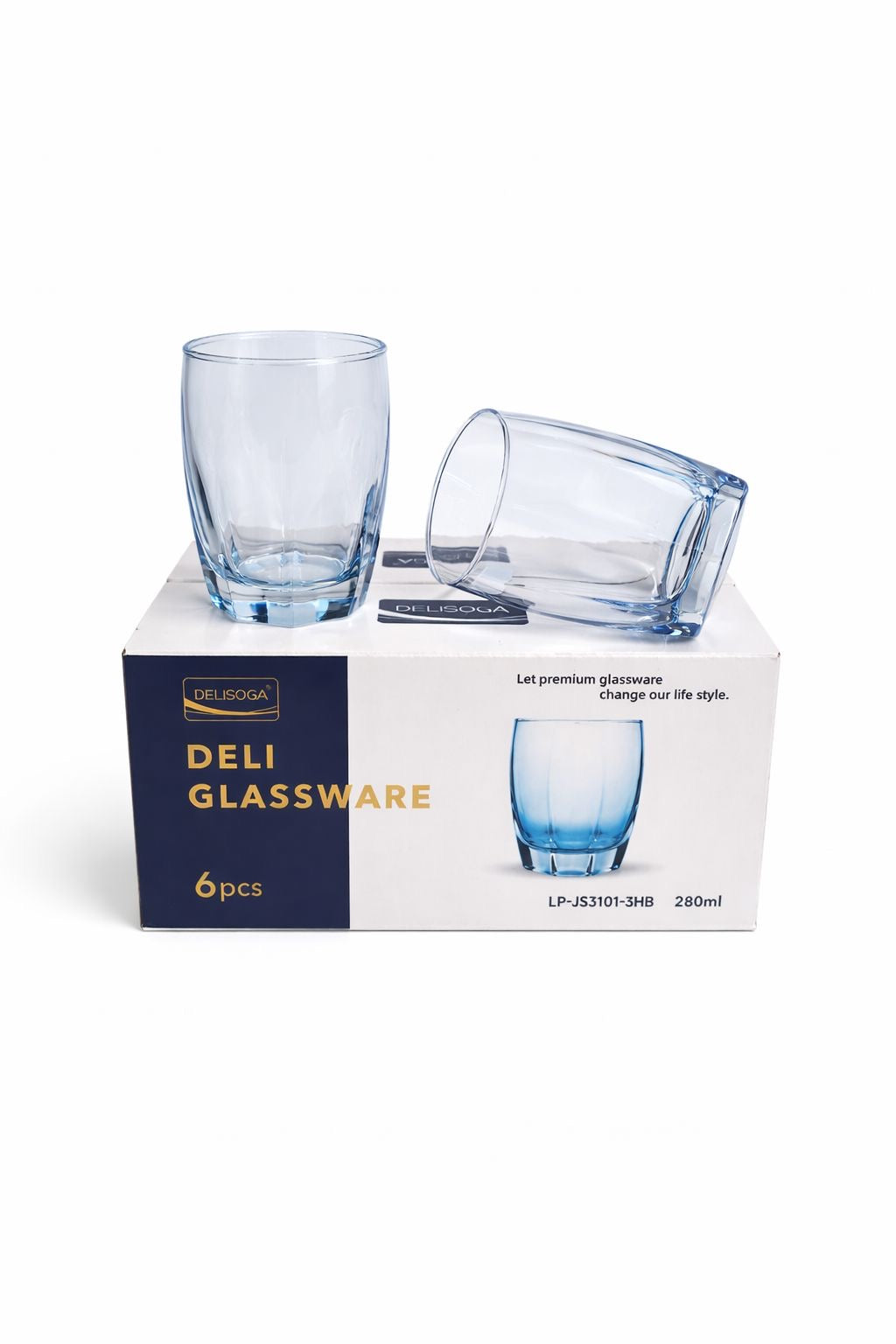 Delisoga Glass Tumbler Cup Set 6pcs