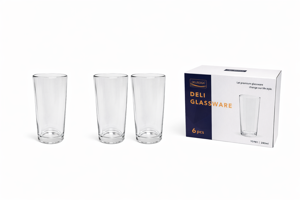 Delisoga Glass Tumbler Cup Set 6pcs