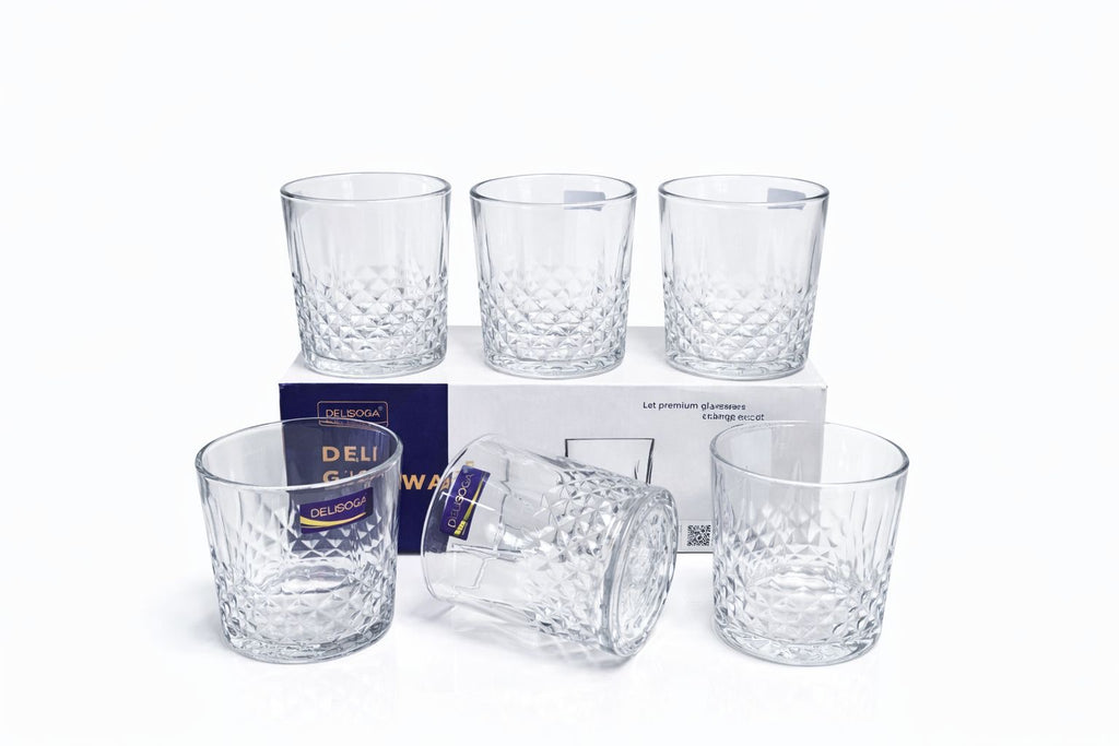 Delisoga Glass Tumbler Cup Set 6pcs