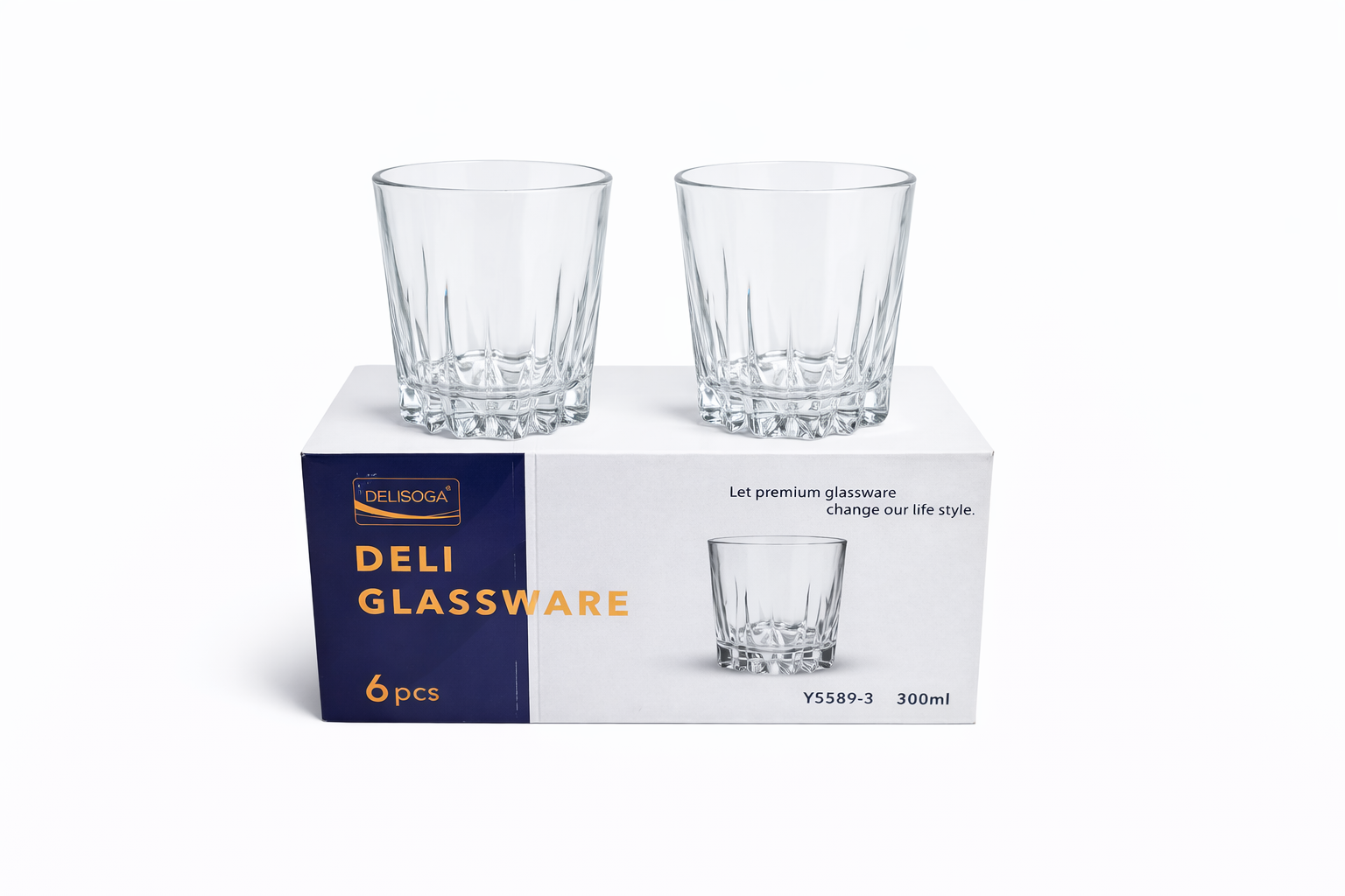 Delisoga Glass Tumbler Cup Set 6pcs