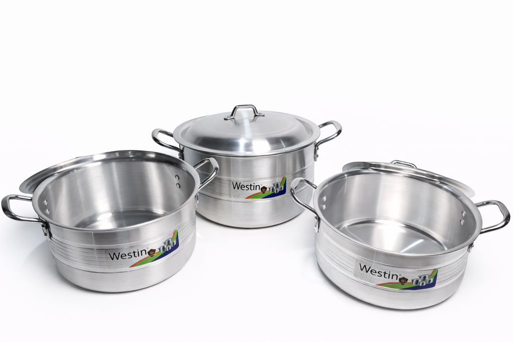 Westin 3-Piece Metal Finish Cooking Pot Set with Lids