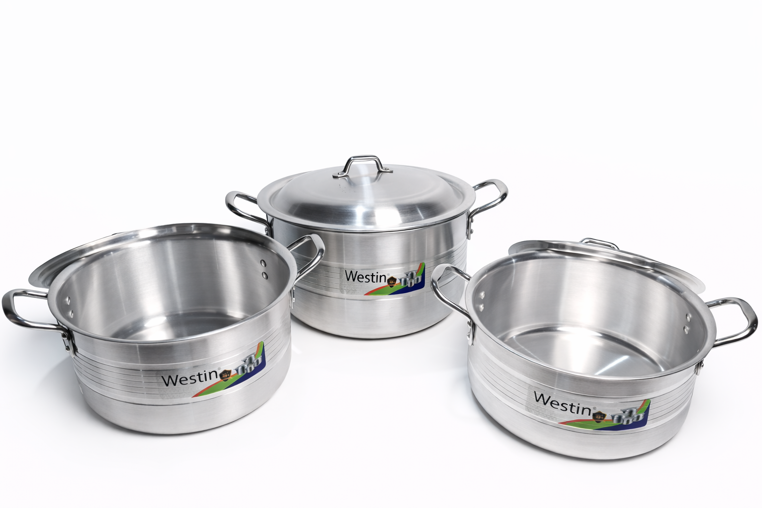 Westin 3-Piece Metal Finish Cooking Pot Set with Lids