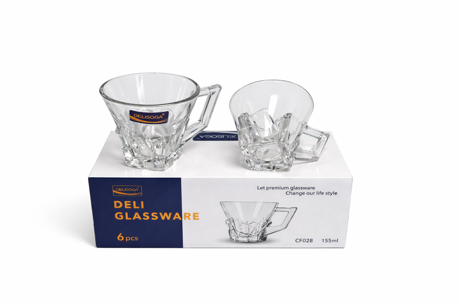 Delisoga Glass Tea Cup Set 6pcs (CRYSTAL)