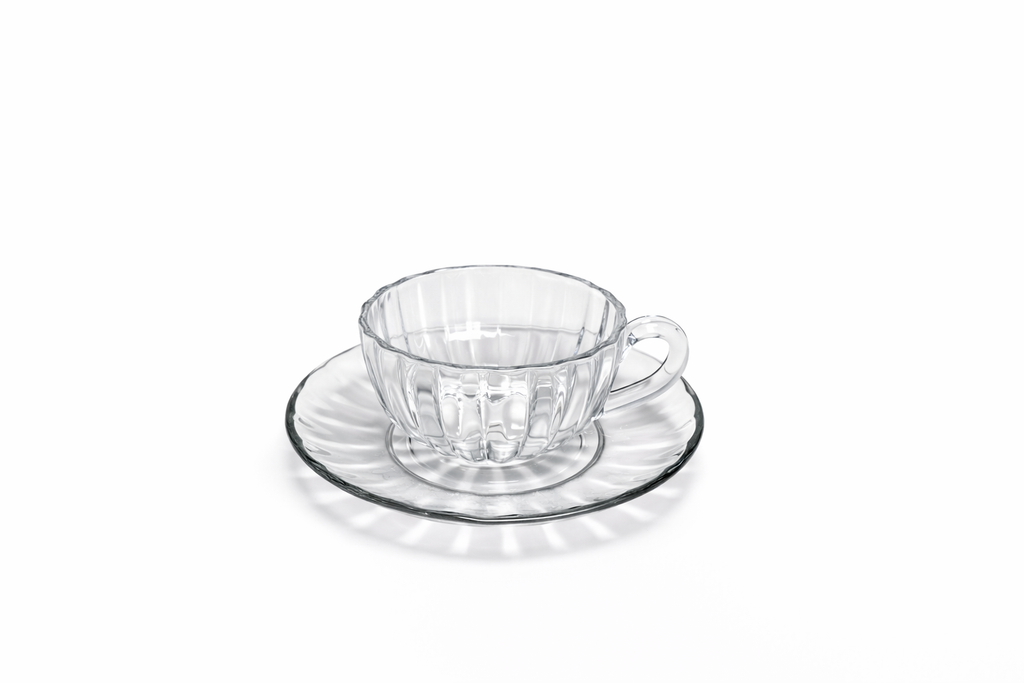 Delisoga Glass Tea Cup and Saucers Set 6pcs