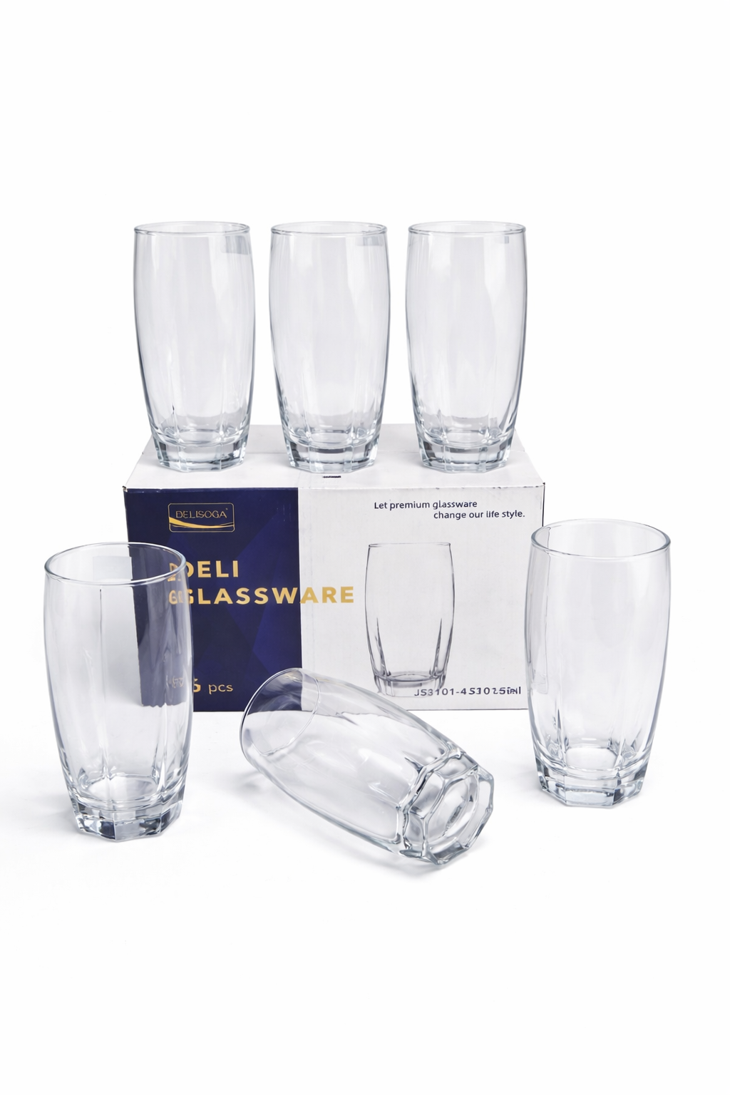 Delisoga Glass Tumbler Cup Set 6pcs