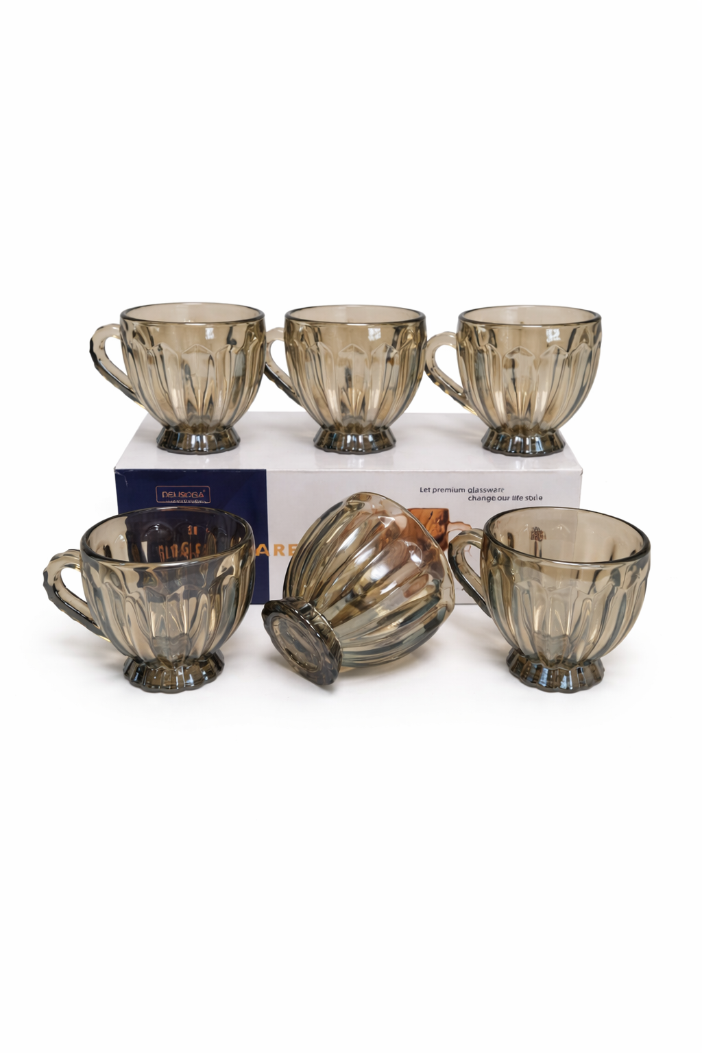 Delisoga Mug Glass Set 6pcs (BROWN)
